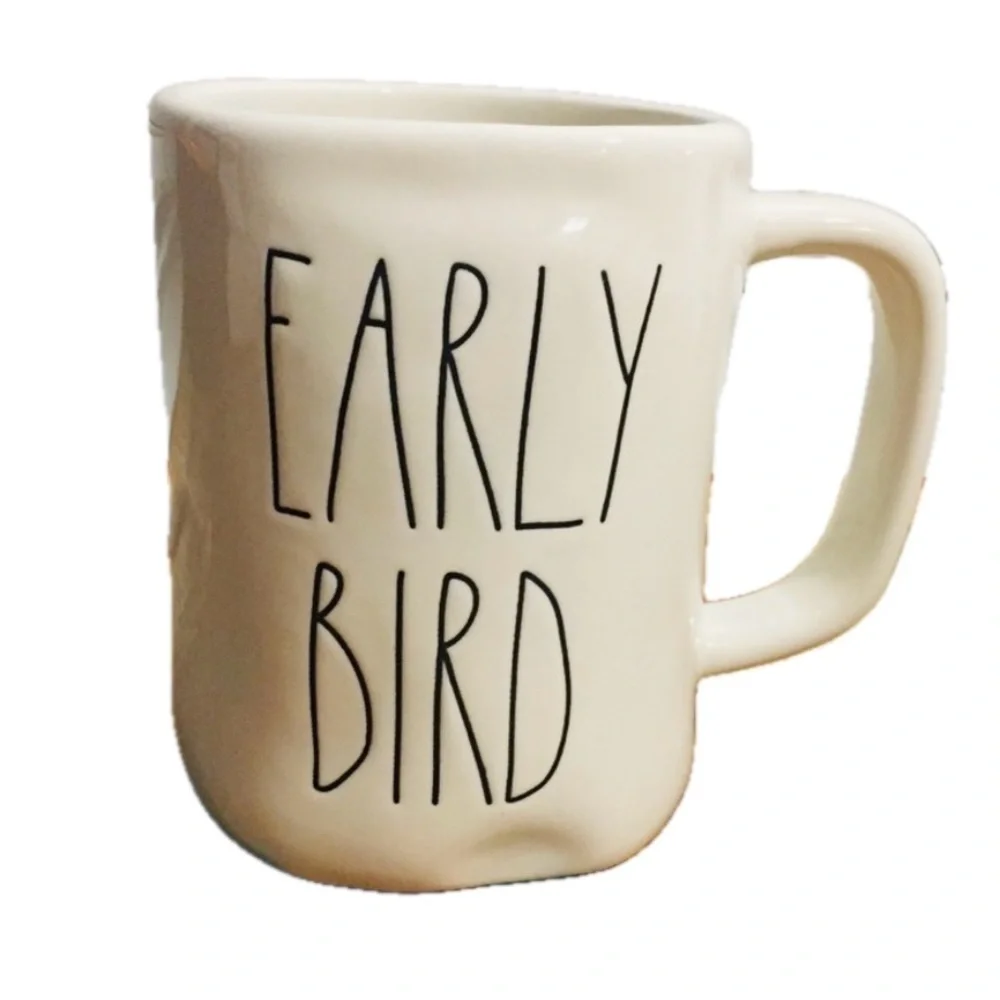 Rae Dunn EARLY BIRD Mug NWT Coffee Tea Black White